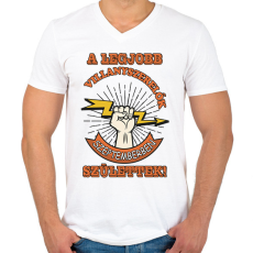 PRINTFASHION Villanyszerelő szeptember - Férfi V-nyakú póló - Fehér