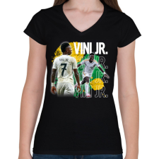 PRINTFASHION vinicius jr - Női V-nyakú póló - Fekete női póló