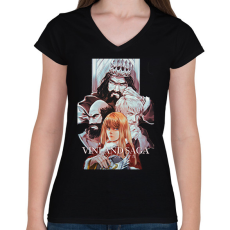 PRINTFASHION Vinland Saga - Női V-nyakú póló - Fekete