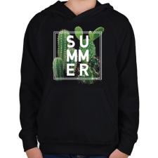 PRINTFASHION Vintage kaktusz - Gyerek kapucnis pulóver - Fekete gyerek pulóver, kardigán