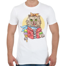 PRINTFASHION Vintage macska - Férfi póló - Fehér