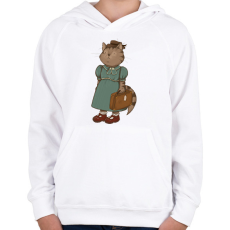 PRINTFASHION Vintage macska - Gyerek kapucnis pulóver - Fehér