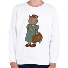 PRINTFASHION Vintage macska - Gyerek pulóver - Fehér gyerek pulóver, kardigán