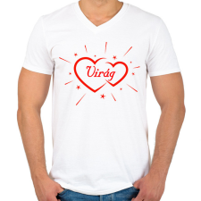 PRINTFASHION Virág - Férfi V-nyakú póló - Fehér férfi póló