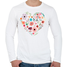 PRINTFASHION Virág szív - Férfi hosszú ujjú póló - Fehér férfi póló