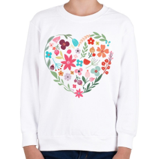 PRINTFASHION Virág szív - Gyerek pulóver - Fehér