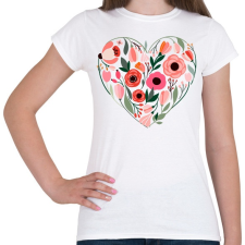 PRINTFASHION Virág szív - Női póló - Fehér női póló