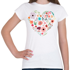 PRINTFASHION Virág szív - Női póló - Fehér