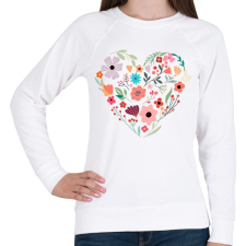 PRINTFASHION Virág szív - Női pulóver - Fehér női pulóver, kardigán
