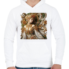 PRINTFASHION Virágkirálynő - Férfi kapucnis pulóver - Fehér férfi pulóver, kardigán
