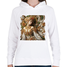 PRINTFASHION Virágkirálynő - Női kapucnis pulóver - Fehér női pulóver, kardigán