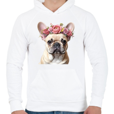 PRINTFASHION virágkoszorús francia buci - Férfi kapucnis pulóver - Fehér férfi pulóver, kardigán