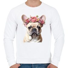 PRINTFASHION virágkoszorús francia buci - Férfi pulóver - Fehér férfi pulóver, kardigán