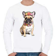PRINTFASHION virágkoszorús francia buci - Férfi pulóver - Fehér
