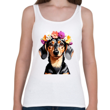 PRINTFASHION virágkoszorús tacsi - Női atléta - Fehér női trikó