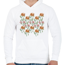 PRINTFASHION Virágok - Férfi kapucnis pulóver - Fehér férfi pulóver, kardigán