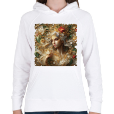 PRINTFASHION Virágok hercegnője - Női kapucnis pulóver - Fehér