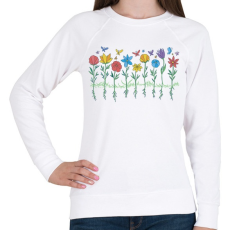 PRINTFASHION Virágok - Női pulóver - Fehér
