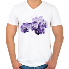 PRINTFASHION Virágok szemmel - Férfi V-nyakú póló - Fehér férfi póló