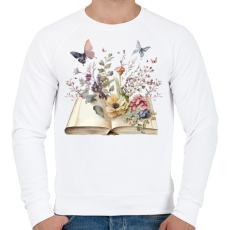 PRINTFASHION Virágos könyv - Férfi pulóver - Fehér