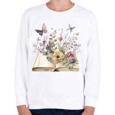 PRINTFASHION Virágos könyv - Gyerek pulóver - Fehér gyerek pulóver, kardigán