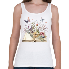 PRINTFASHION Virágos könyv - Női atléta - Fehér női trikó