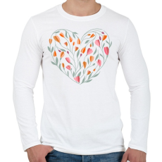 PRINTFASHION Virágos szív - Férfi hosszú ujjú póló - Fehér