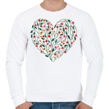 PRINTFASHION Virágos szív  - Férfi pulóver - Fehér férfi pulóver, kardigán