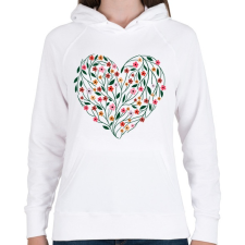 PRINTFASHION Virágos szív  - Női kapucnis pulóver - Fehér női pulóver, kardigán