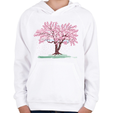 PRINTFASHION Virágzó cseresznyefa - Gyerek kapucnis pulóver - Fehér gyerek pulóver, kardigán