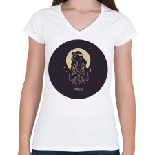 PRINTFASHION Virgo - Szűz - Női V-nyakú póló - Fehér női póló