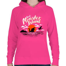 PRINTFASHION Visit Monster Island - Női kapucnis pulóver - Fukszia