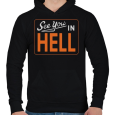 PRINTFASHION Viszlát a pokolban - Férfi kapucnis pulóver - Fekete