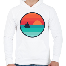 PRINTFASHION Vitorlás naplementében - Férfi kapucnis pulóver - Fehér