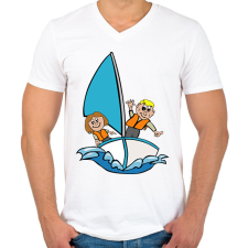 PRINTFASHION Vitorlázás - Férfi V-nyakú póló - Fehér férfi póló