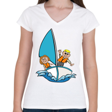 PRINTFASHION Vitorlázás - Női V-nyakú póló - Fehér női póló