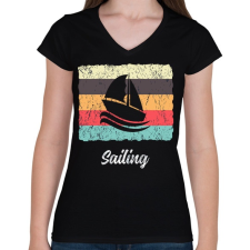 PRINTFASHION Vitorlázás - Női V-nyakú póló - Fekete női póló