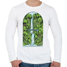 PRINTFASHION Vízesés - Férfi hosszú ujjú póló - Fehér