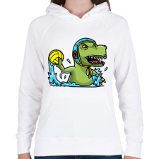 PRINTFASHION Vízilabdázó T-rex - Női kapucnis pulóver - Fehér női pulóver, kardigán