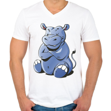 PRINTFASHION Víziló - Férfi V-nyakú póló - Fehér