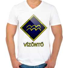 PRINTFASHION Vízöntő - Férfi V-nyakú póló - Fehér férfi póló