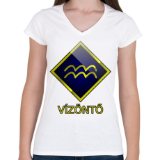 PRINTFASHION Vízöntő - Női V-nyakú póló - Fehér