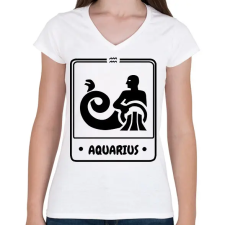 PRINTFASHION vízöntő - Női V-nyakú póló - Fehér női póló