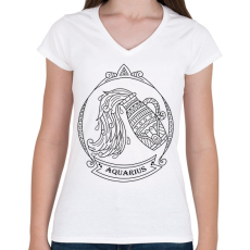 PRINTFASHION Vízöntő - Női V-nyakú póló - Fehér