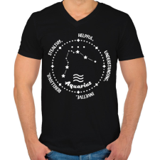 PRINTFASHION Vízöntő tulajdonságok - Férfi V-nyakú póló - Fekete férfi póló