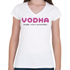 PRINTFASHION Vodka olcsóbb, mint a pszichológus - Női V-nyakú póló - Fehér