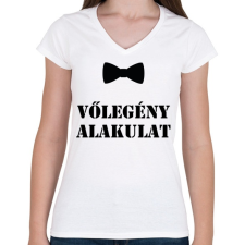 PRINTFASHION vőlegény alakulat - Női V-nyakú póló - Fehér női póló