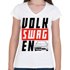 PRINTFASHION VOLK-SWAG-EN - Női V-nyakú póló - Fehér