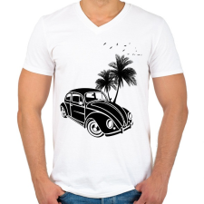 PRINTFASHION Volkswagen - Férfi V-nyakú póló - Fehér férfi póló
