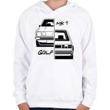 PRINTFASHION Volkswagen Golf MK1 - Gyerek kapucnis pulóver - Fehér gyerek pulóver, kardigán